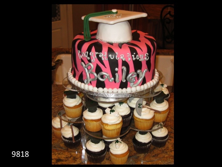 Pink and Zebra Print Graduation Cake