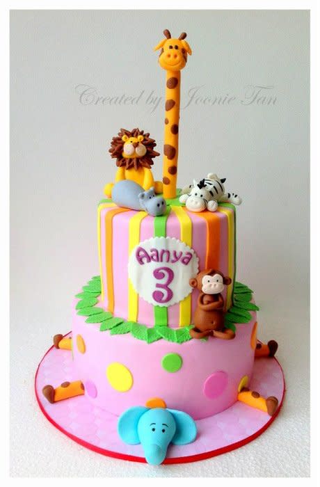 10 Photos of Pink Jungle Theme Cakes