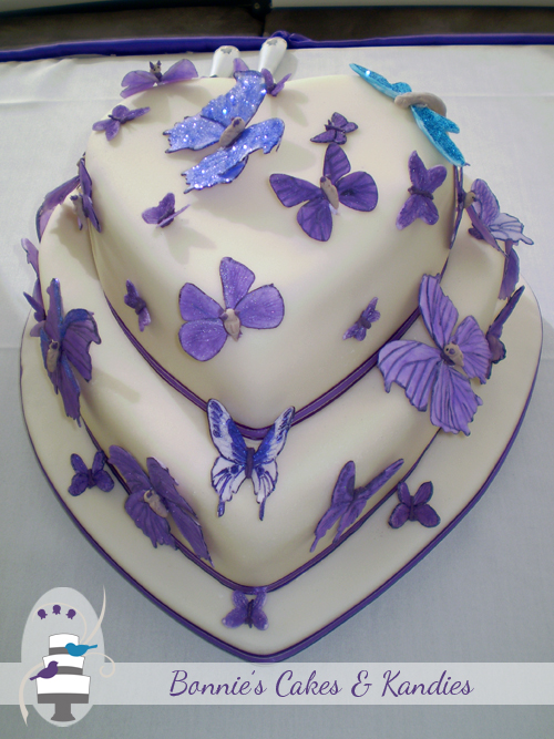 Purple Heart Shaped Wedding Cakes