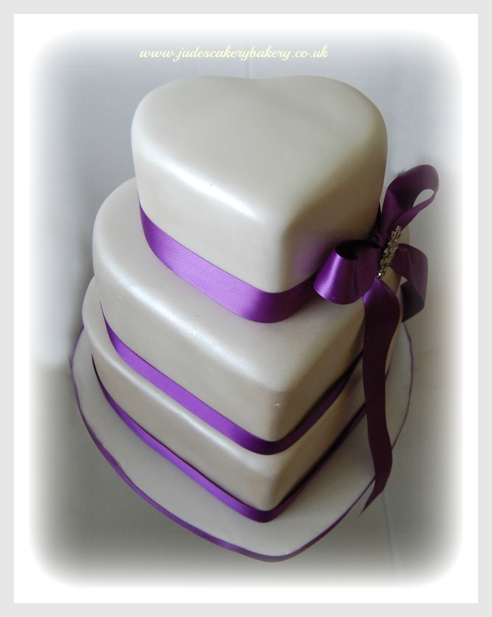 Purple Heart Shaped Wedding Cakes