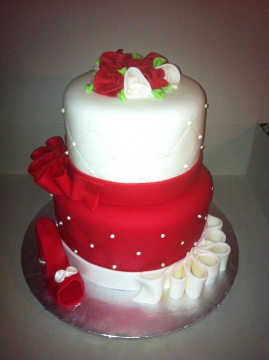 Red and White Birthday Cake