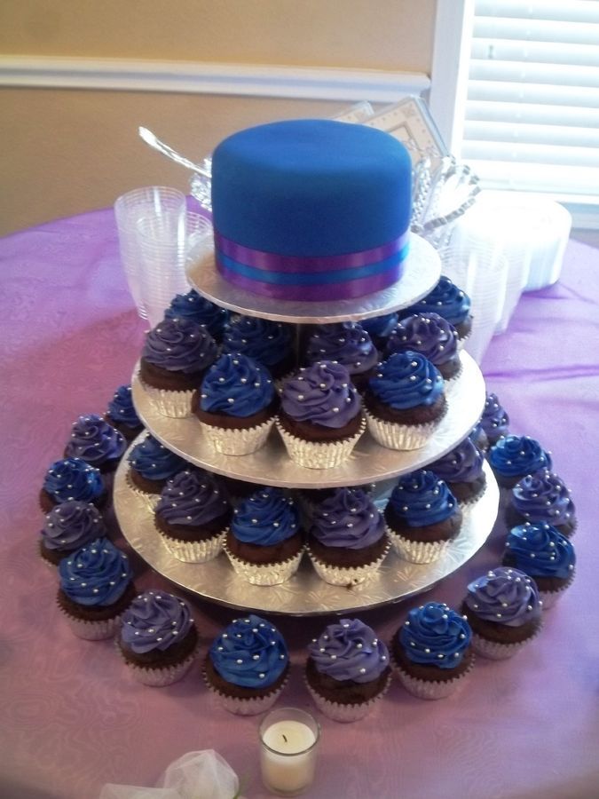 Royal Blue and Purple Wedding Cake