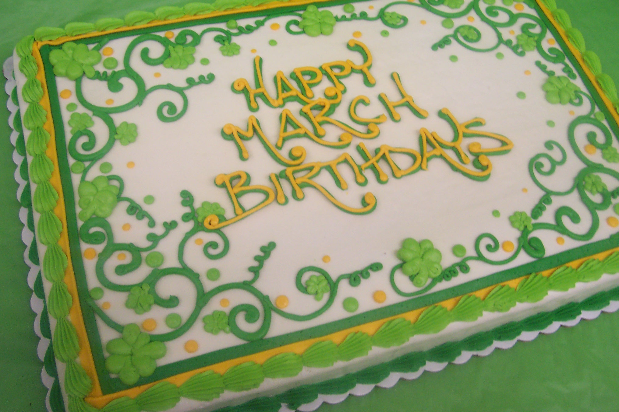 St. Patrick's Birthday Cake Sheet