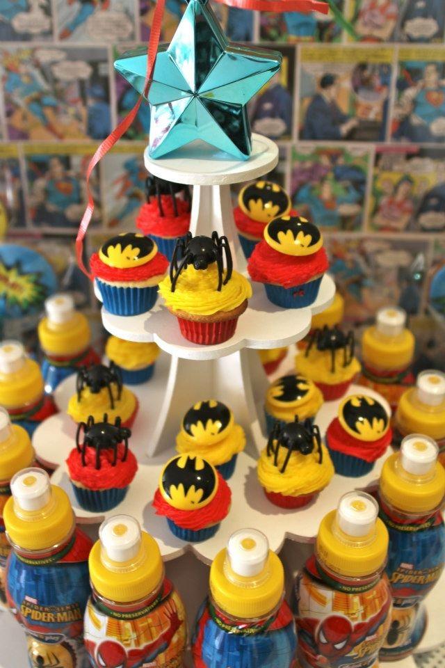 Superhero Birthday Party Cupcakes