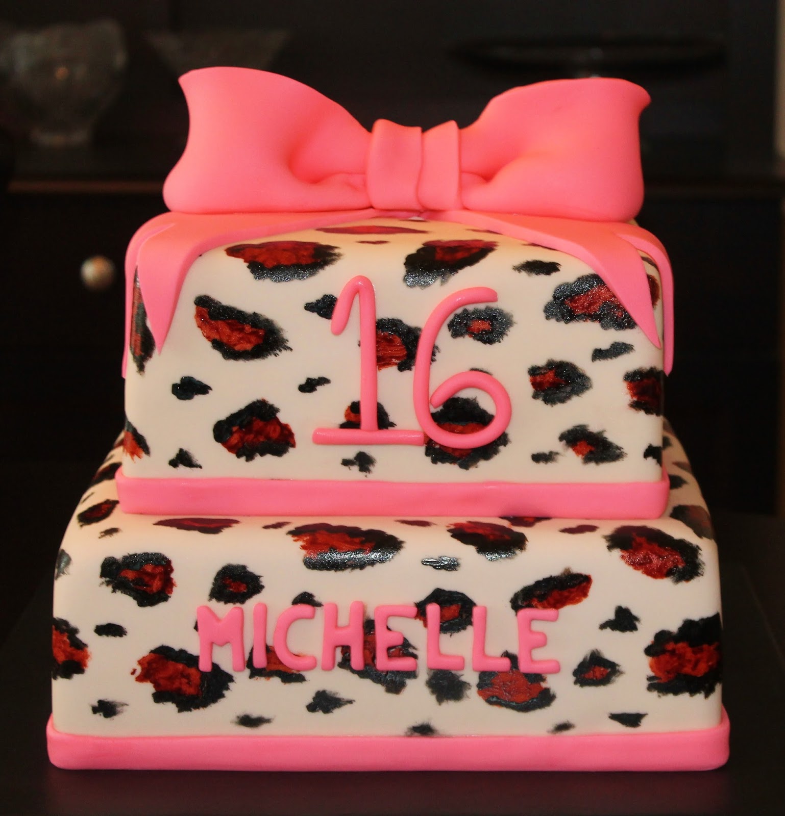 Sweet 16 Cheetah Cake