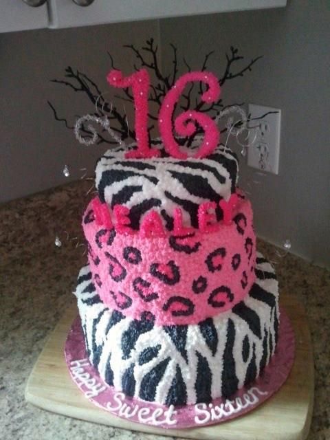 Sweet 16 Cheetah Cake