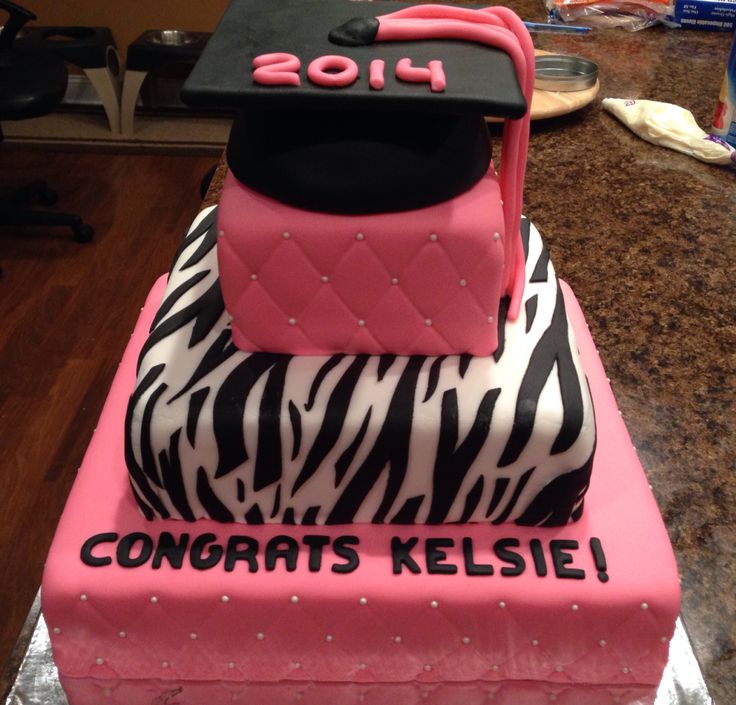 Zebra Print Graduation Cake