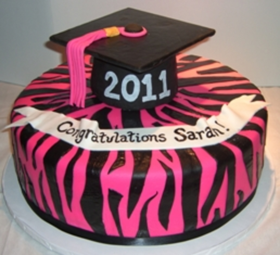 Zebra Print Graduation Cake