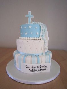 3 Tier Baptism Boy Cake Ideas