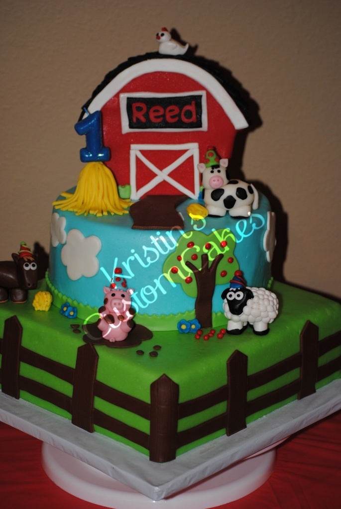 Barnyard Farm Animal Birthday Cake