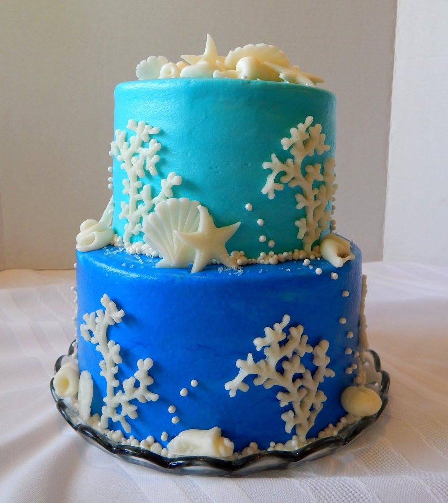 Beach Themed Wedding Cake