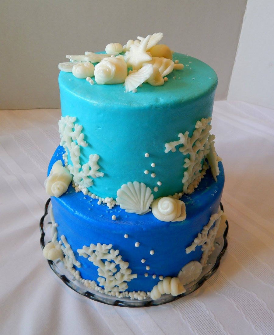 Beach Themed Wedding Cake