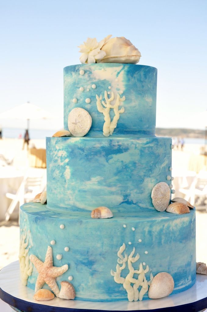 8 Photos of Beach Themed Wedding Cakes Buttercream