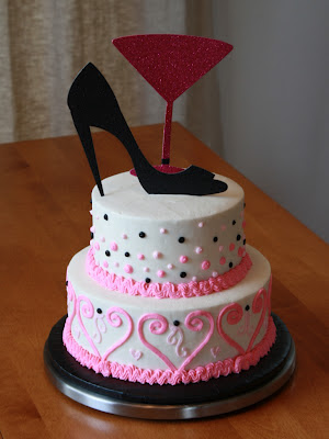 Black and Pink Bridal Shower Cake