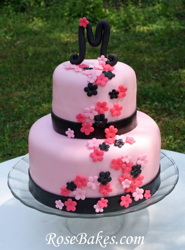 Black and Pink Bridal Shower Cake