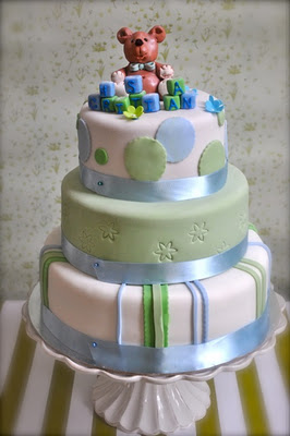 Blue and Green Baptism Cake