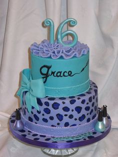 Blue Sweet 16 Birthday Cakes