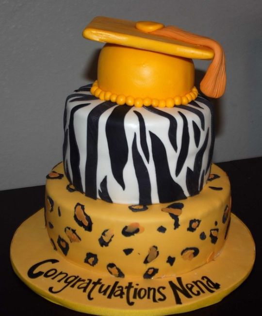 Cheetah and Zebra Graduation Cakes