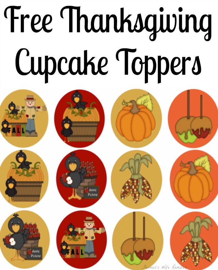 Free Thanksgiving Cupcake Toppers