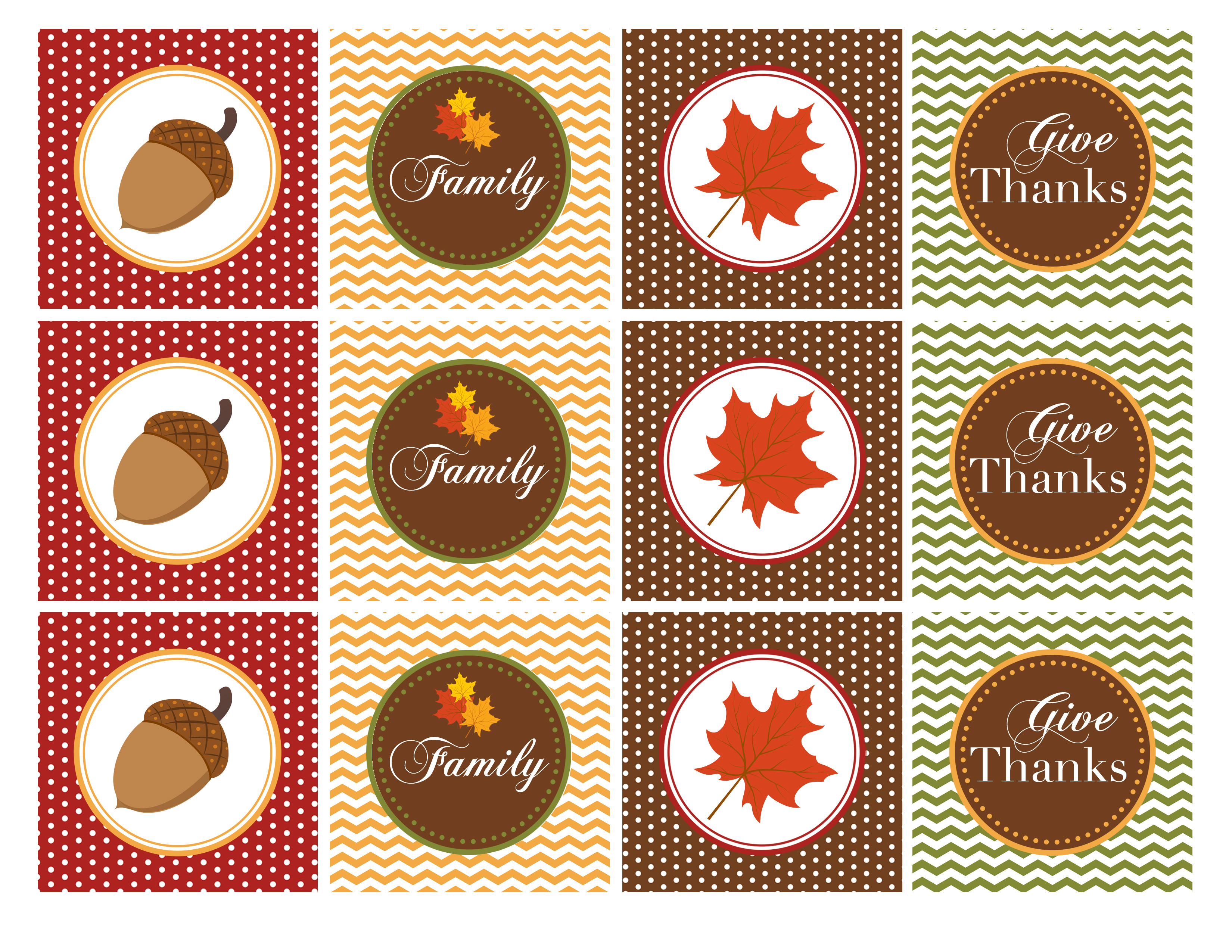 Free Thanksgiving Printable Cupcake Toppers