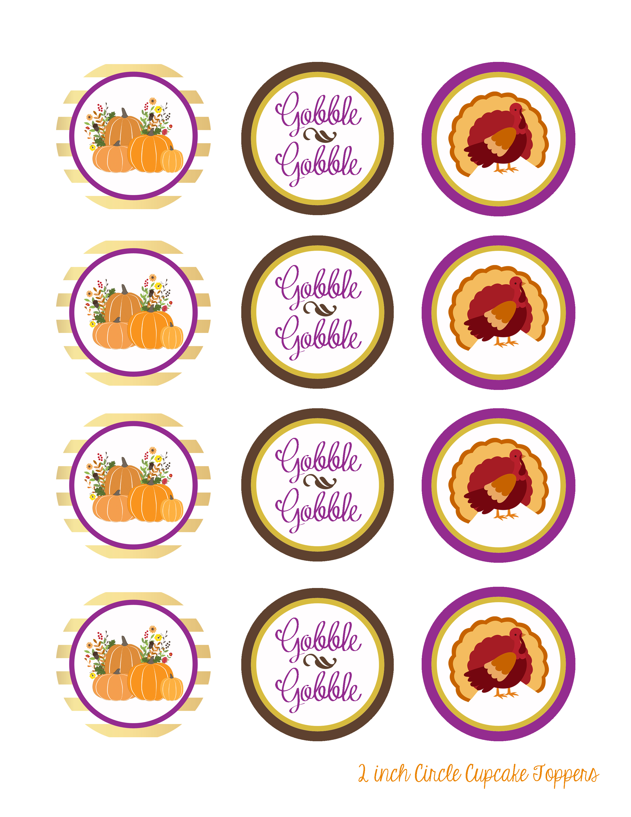 Free Thanksgiving Printable Cupcake Toppers