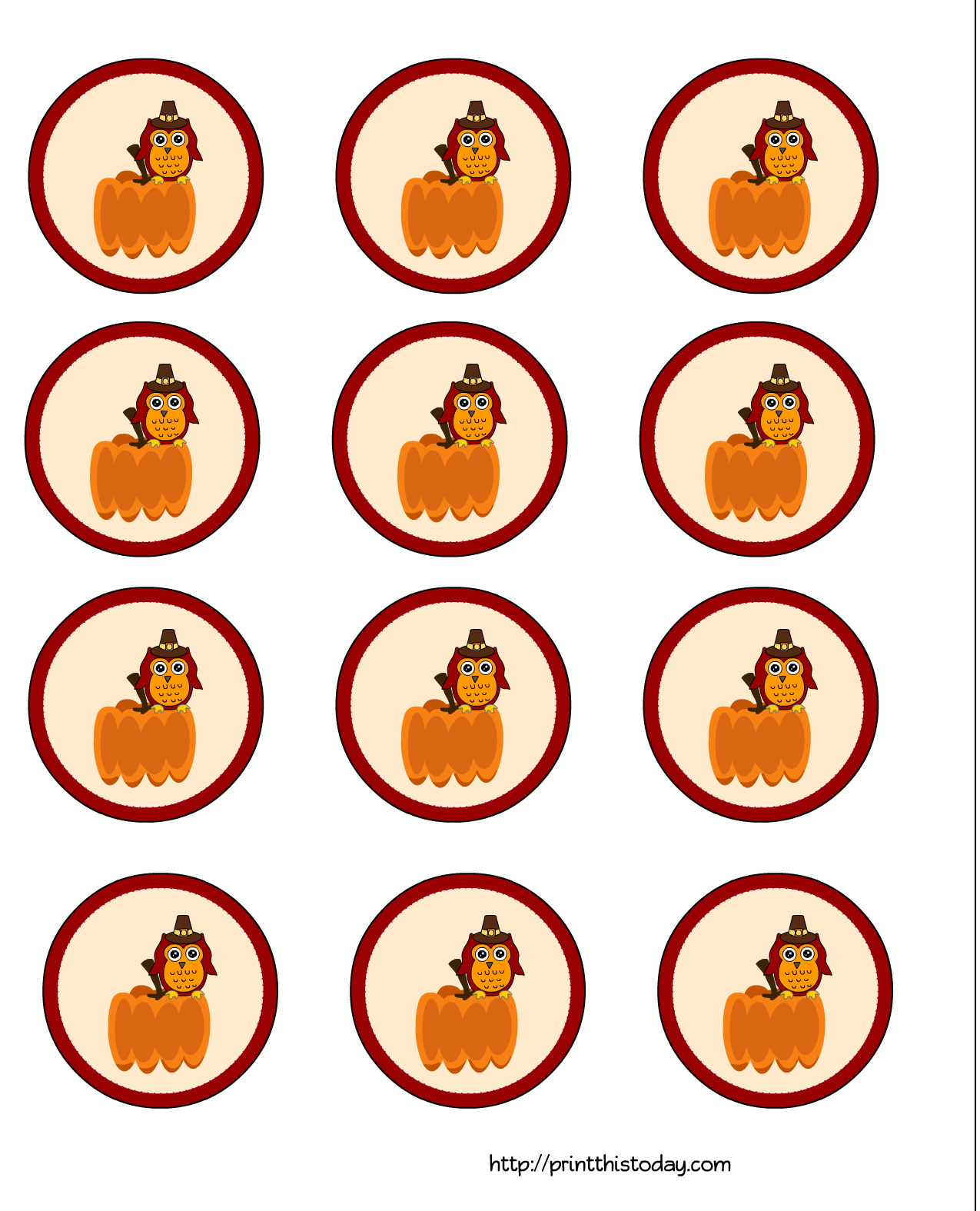 Free Thanksgiving Printable Cupcake Toppers