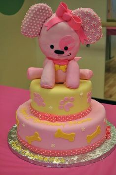 Girls Puppy Birthday Party Cake