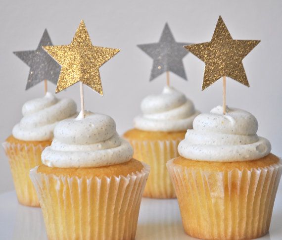 Glitter Star Cupcake Toppers