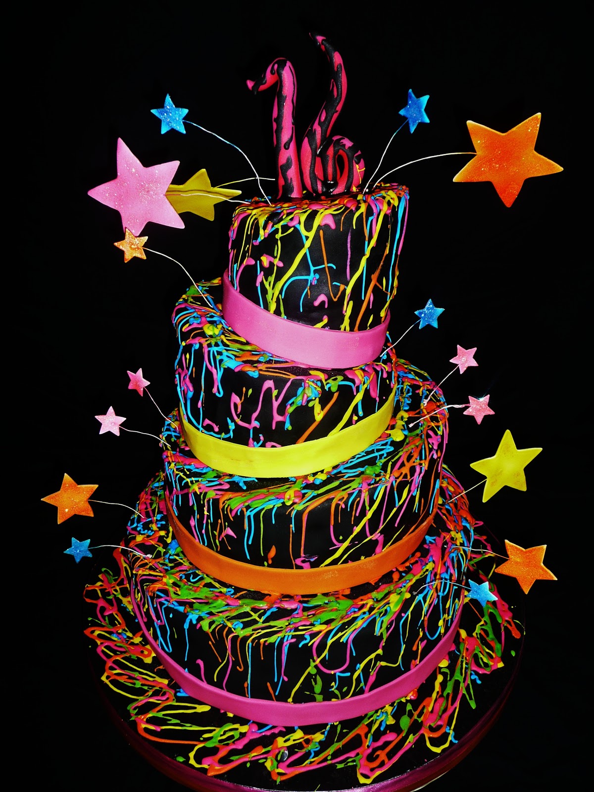 Glow in the Dark Sweet 16 Cake