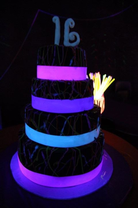 Glow in the Dark Sweet 16 Cake