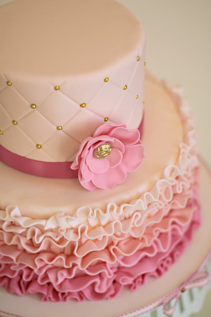 Gold and Pink Princess Cake