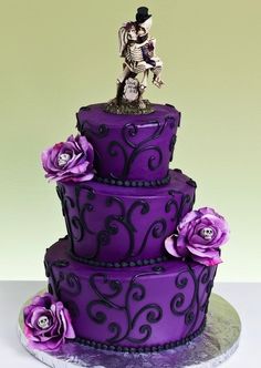 Halloween Black and Purple Wedding Cakes