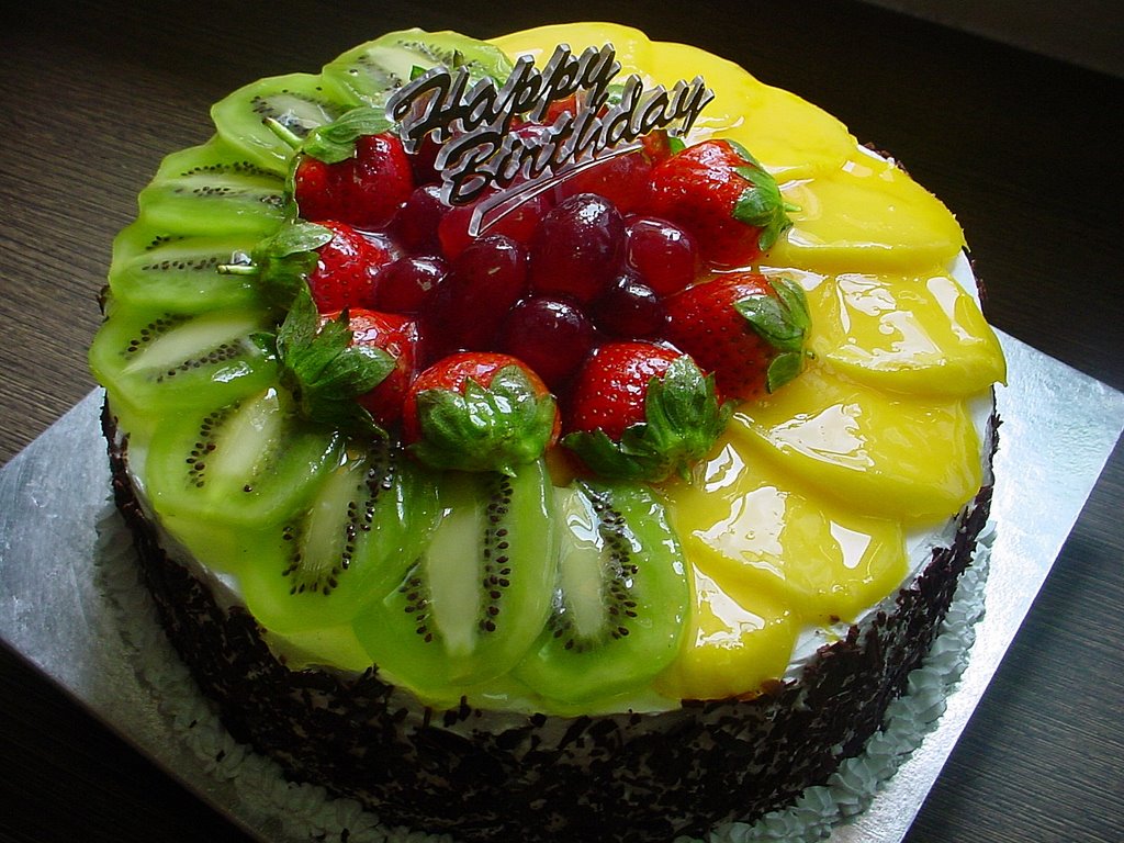 Happy Birthday Cake with Fruit