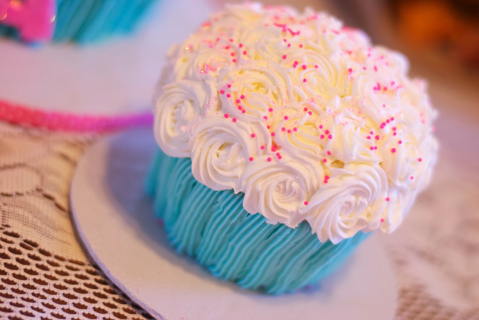 Hot Pink and Turquoise Birthday Cake