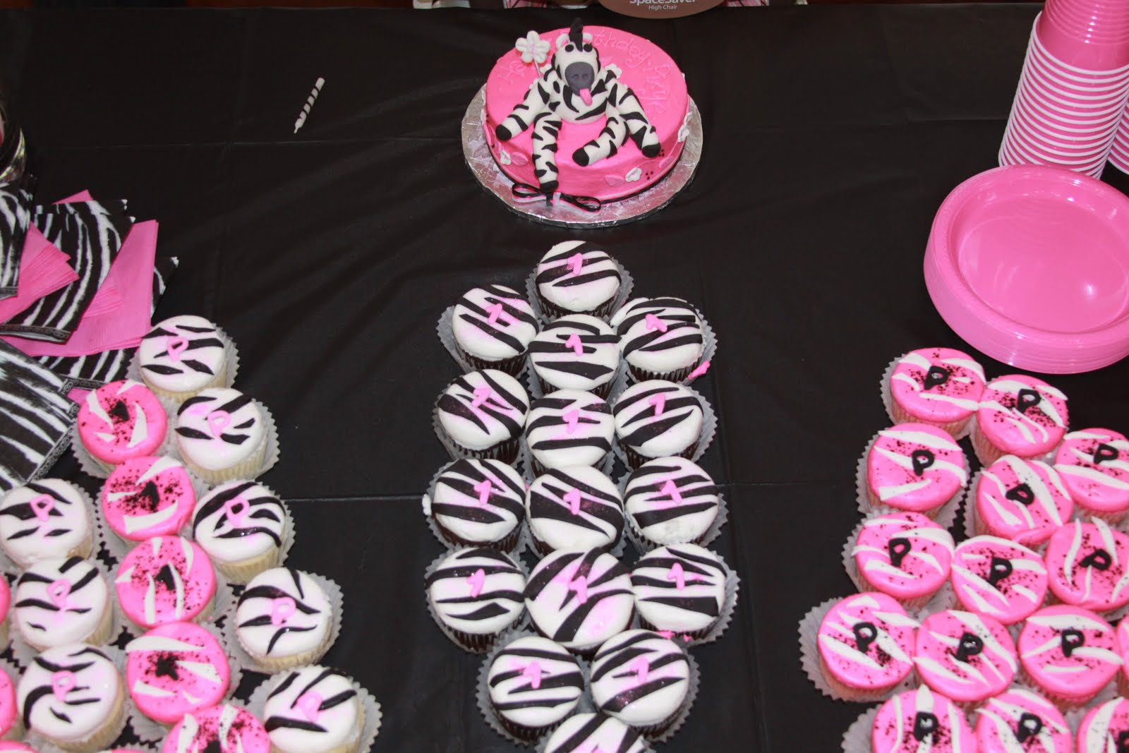 Hot Pink Black and White Zebra Cake