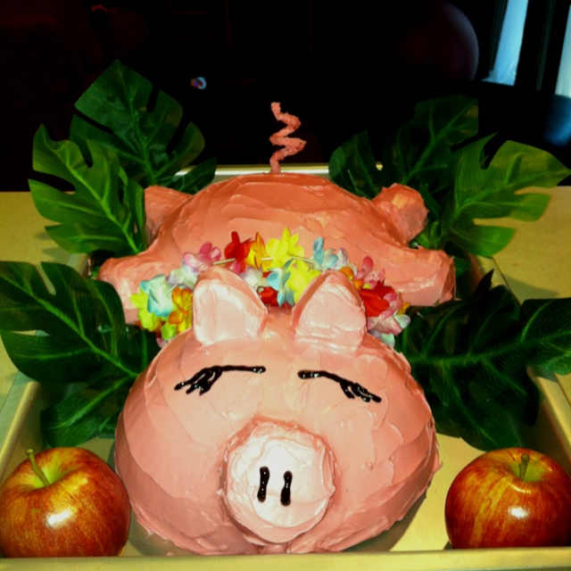 Luau Pig Birthday Cake