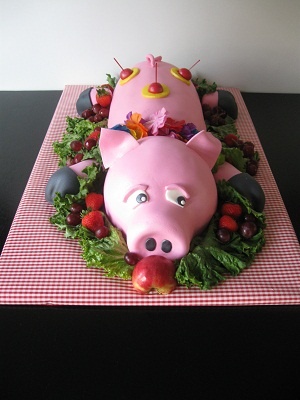 Luau Pig Birthday Cake