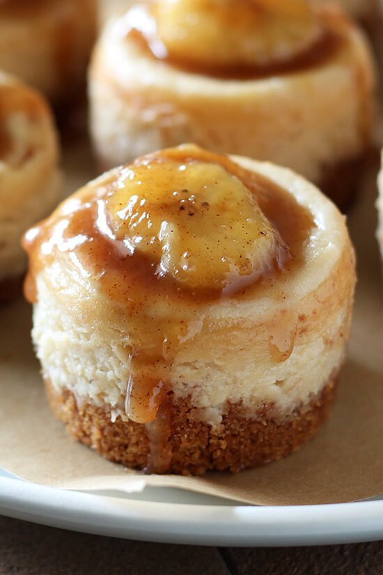 Mini Bananas Foster Cheesecakes