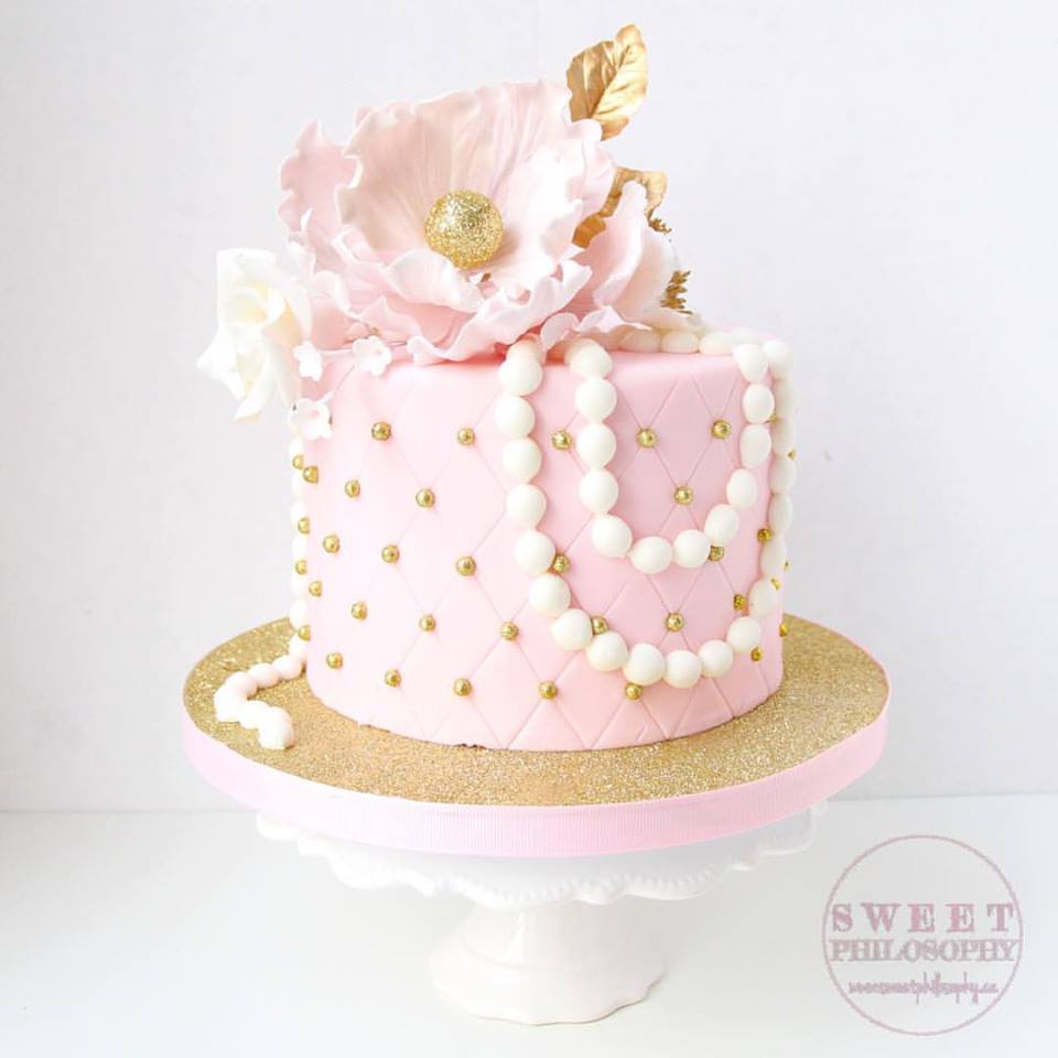 Pink and Gold Birthday Cake