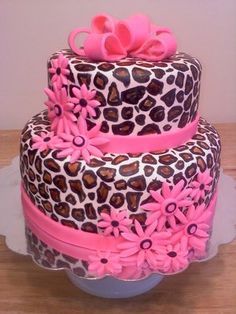 Pink and Leopard Print Cake