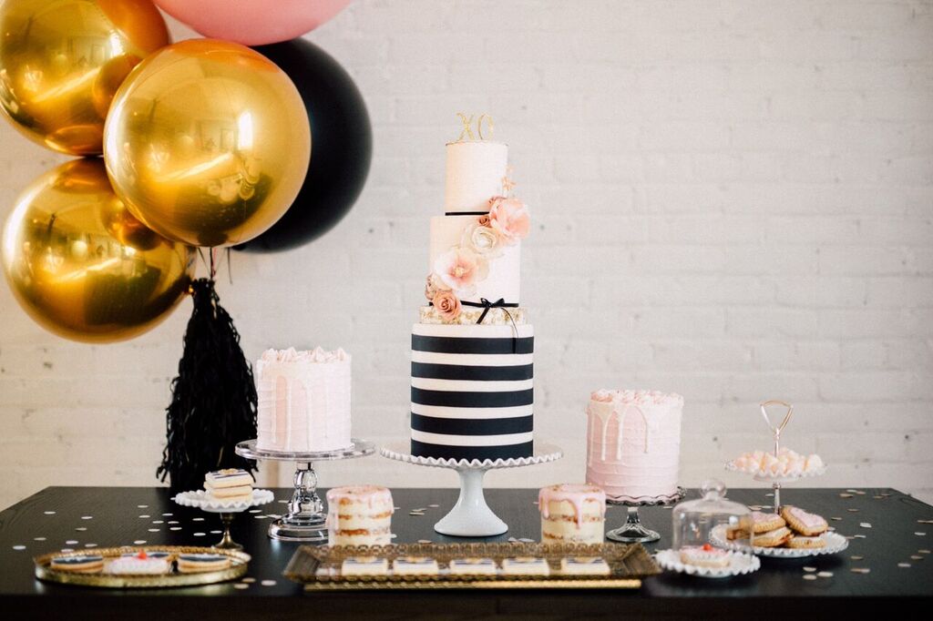 Pink Black and Gold Cake Table