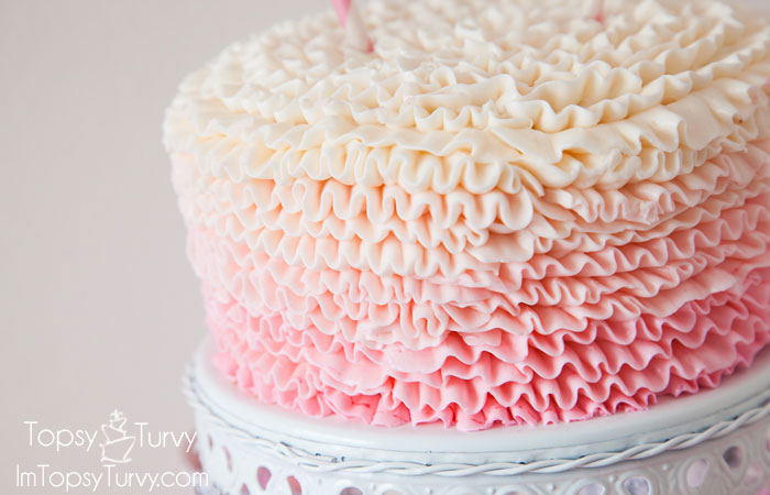 Pink Ombre Buttercream Ruffles Cake