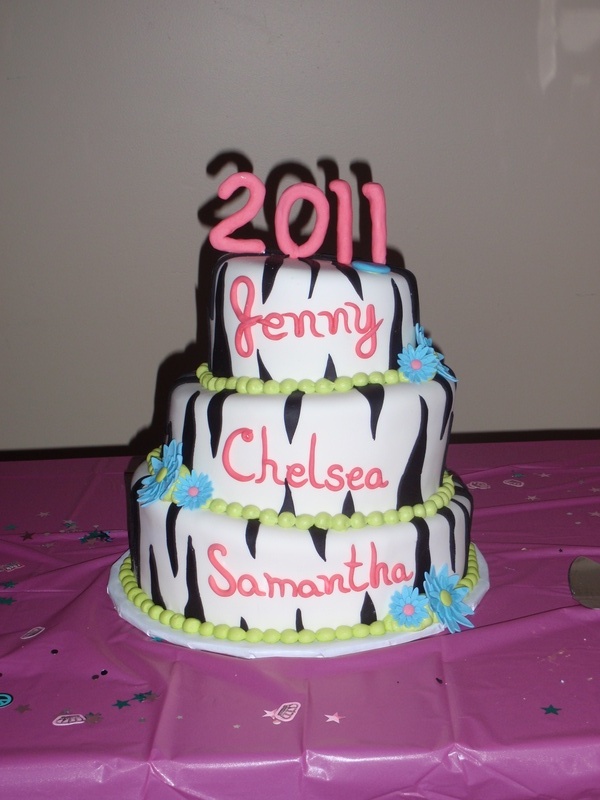 Pink Zebra Graduation Cake