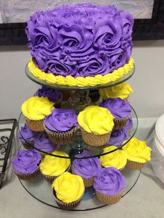 Purple and Yellow Baby Shower Cake