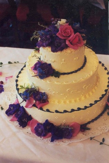 Purple and Yellow Wedding Cake