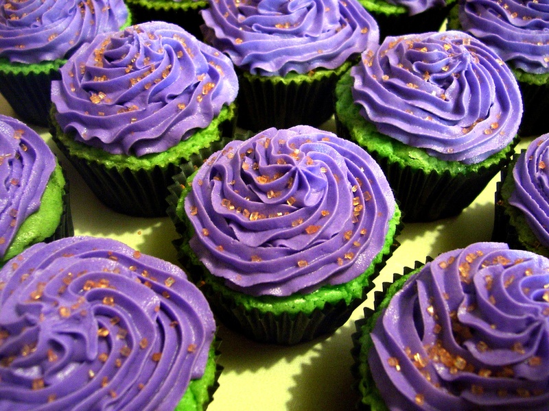 Purple Green and Orange Halloween Cakes