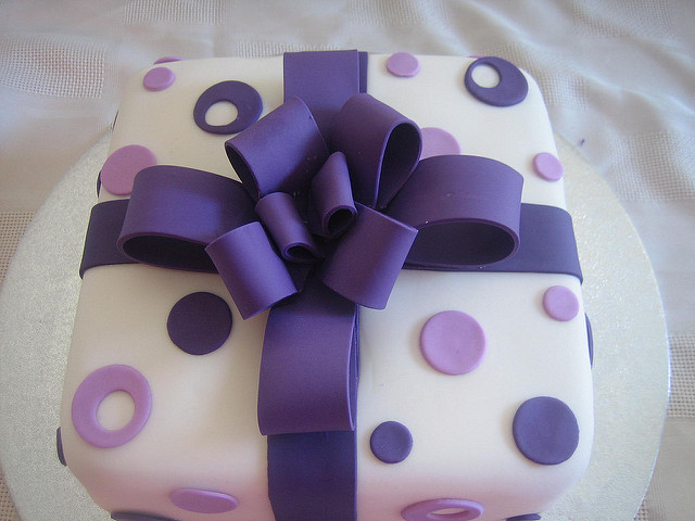 Purple Present Birthday Cake