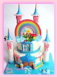 Rainbow Princess Castle Cake