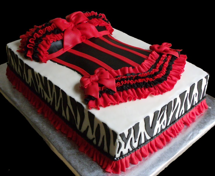 Red and Black Bachelorette Party Cake