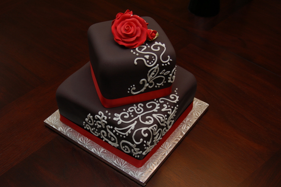 Red White and Black Birthday Cake